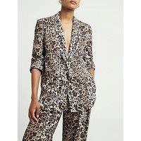 River Island Leopard Print Oversized Blazer - Light Brown
