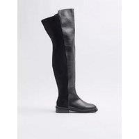 River Island Flat High Leg Boot - Black