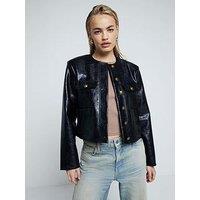 River Island Faux Leather Trophy Jacket - Black