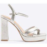 River Island Cross Vamp Platform Sandals - Silver