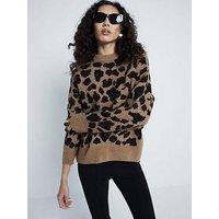 River Island Leopard Print Jumper - Brown
