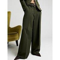River Island High Waisted Wide Leg Jogger - Khaki