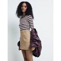 River Island Suedette Patch Pocket Mini Skirt - Beige