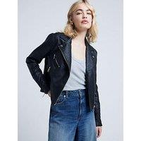 River Island Diamond Quilt Biker Jacket - Black