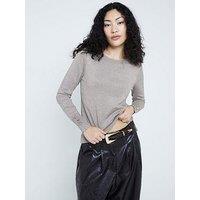 River Island Fine Knit Crew Top - Gold