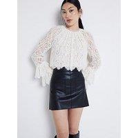 River Island Faux Leather Patch Pocket Mini Skirt - Black