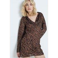 River Island Cowl Neck Mini Dress - Brown