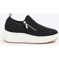 River Island Wide Fit Kitted Slip On Wedge Trainers - Black