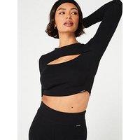 Gym King Womens Sports Luxe Rib Long Sleeve Tee - Black