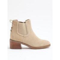 River Island Chelsea Block Heel Boots - Light Beige