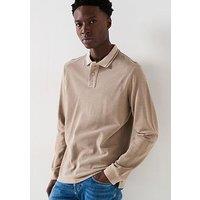 Very Man Garment Dyed Longsleeve Pique Polo - Stone