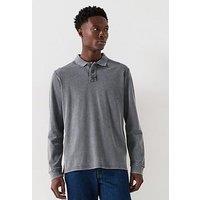 Very Man Garment Dyed Longsleeve Pique Polo - Dark Grey