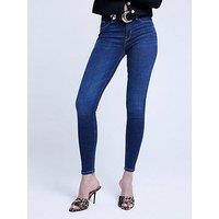 River Island Midi Rise Skinny Sculpt Jean - Dark Denim - Blue