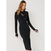Versace Jeans Couture Button Detail Midi Dress - Black