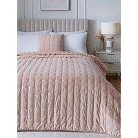 The Very Collection Cross Stitch Quilted Bedspread Throw - Blush
