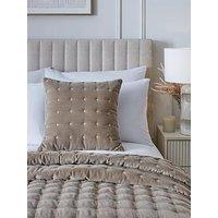 Very Home Cross Stitch Quilted Cushion In Taupe
