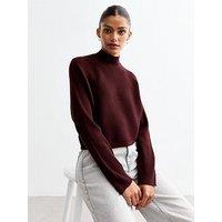 New Look Burgundy Rib Knit Crop Jumper