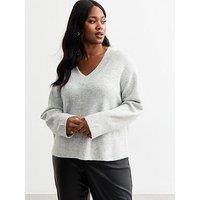 New Look Curve V-Neck Jumper - Light Grey