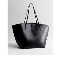 New Look Black Leather-Look Tote Bag