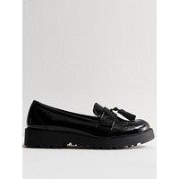 New Look Tasseled Leather-Look Chunky Loafers - Black