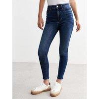 New Look Blue Hallie Disco Frayed Hem Super Skinny Jeans