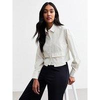 New Look Stripe Cropped Shirt - White