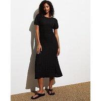 New Look Black Textured Low Back Midi Dress