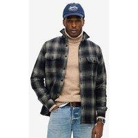 Superdry Wool Blend Miller Check Overshirt - Navy