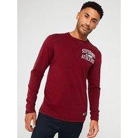 Superdry Embroidered Athletic Logo Long Sleeve Regular T-Shirt - Red