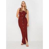 Long Tall Sally Sleeveless Button Through Dress - Red