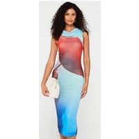 V By Very Floral Placement Mesh Sleeveless Midaxi Dress - Print