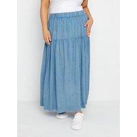 Yours Curve Gathered Chambray Skirt