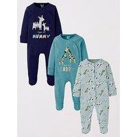 Mini V By Very Baby Boy 3 Pack Mummy And Daddy Sleepsuits - Multi