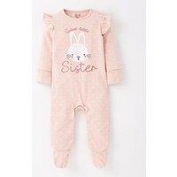 Mini V By Very Baby Girl Cutest Little Sister Sleepsuit - Pink