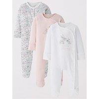 Mini V By Very Baby Girl 3 Pack Mummy And Daddy Sleepsuits - Multi