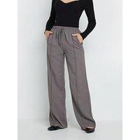 Long Tall Sally Tall Tie Waist Wide Leg Trousers - Grey