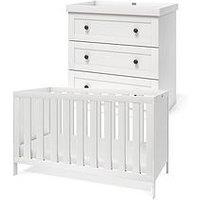 Silver Cross Bromley White - 2 Piece Set (Cot Bed And Dresser)