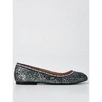 Love Moschino Glitter Logo Flats - Dark Grey