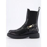 Love Moschino Croc Chain Ankle Boot - Black