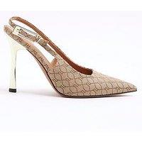 River Island Wide Fit Slingback Court Shoe - Beige