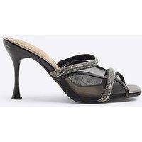 River Island Mesh Heeled Mule - Black