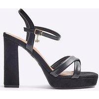 River Island Platform Cross Detail Heels - Black