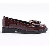 River Island Tassel Detail Patent Loafer - Dark Red