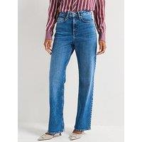 V By Very Comfort Stretch Wide Leg Jeans - Mid Wash