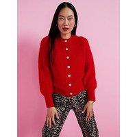 Mint Velvet Knitted Wool Blend Cardigan - Red