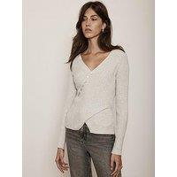 Mint Velvet Asymmetric Button Jumper - Grey