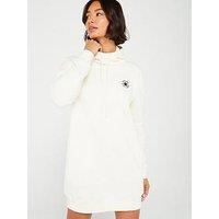 Converse Womens Longline Embroidery Hoodie Dress - White