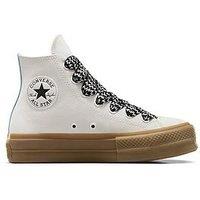 Converse Womens Lift Platform Suede Hi Trainers - Off White