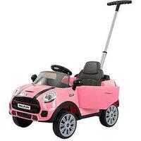 Mini Cooper Play Push Car With Parental Handle - Pink