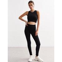 New Look Ribbed Seamless Leggings - Black